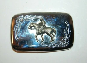 Vintage Cowboy Horse Trail Rider Western Buckle Made in USA - Imagen 1 de 3