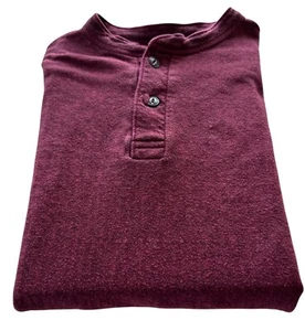 LL Bean Two Layer River Drivers Henley Shirt Mens Size Large Wool Blend Red LS - Picture 1 of 9