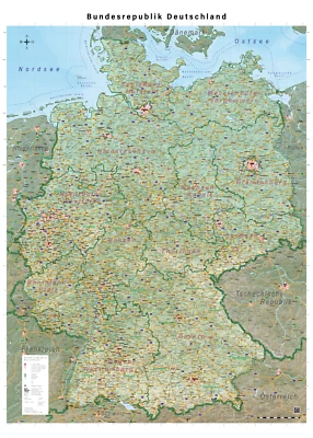 XL Deutschlandkarte (politisch) mit Laminierung Wandkarte 140 x 100 cm - Bild 1 von 4