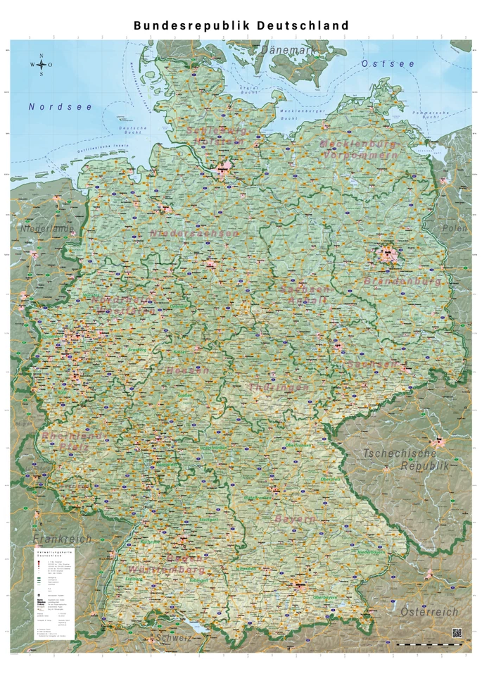 XL Deutschlandkarte (politisch) Wandkarte Bundesrepublik Poster 140 x 100 cm - Bild 1 von 4
