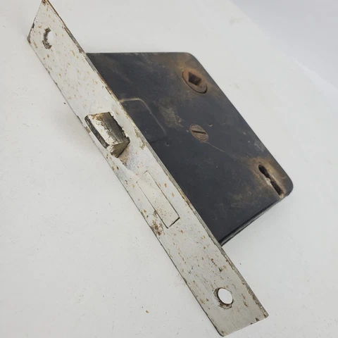 Vintage Antique Primitive Salvage Door Plate Lock Mechanism NO KEY Cover