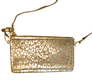 Lodis Crossbody Mini Purse Gold Metallic Leopard Print & Long Adjustable Strap - Picture 1 of 14