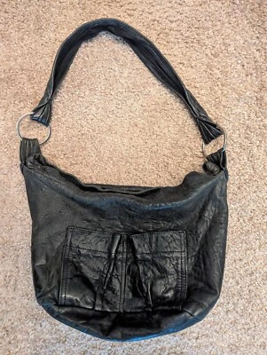 Tylie Malibu black leather magnetic closure hobo bag purse - Image 1 of 4
