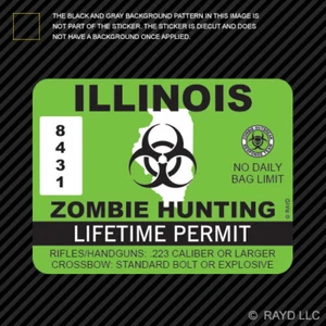 Illinois Zombie Hunting Permit Sticker Die Cut Decal outbreak response team - Bild 1 von 1