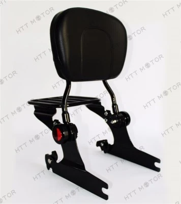 Adjustable Detachable Backrest Sissy Bar Luggage Rack for Harley Softail - Image 1 of 4