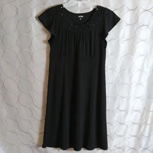 Apt 9 Dress Womens Size Large Black with Embellishments Short Sleeve   - Picture 1 of 9