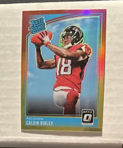 2018 Optic #161 Calvin Ridley Red and Yellow Prizm Refractor Holo RC Jaguars - Picture 1 of 2