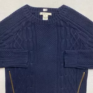 Cabi Cable Knit Sweater Women's S Navy Blue Zipper Acccent Pullover - Picture 1 of 12