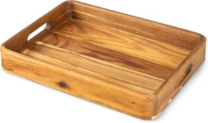 Acacia Wooden Serving Trays with Handles for Eating, Appetizers, Food, Snacks, o - Picture 1 of 6