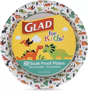 Kids Dinosaur-Themed Heavy Duty Disposable Paper Plates - Soak Proof, Microwavab - Picture 1 of 6