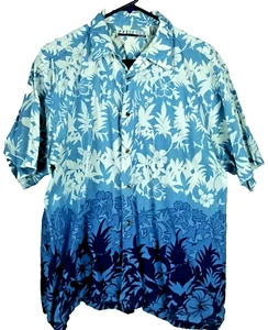 Camisa Hawaiana Vintage Años 90 Talla L Azul Floral Presencia Clothing Co - Imagen 1 de 3