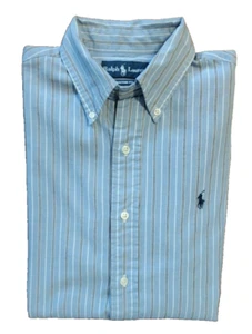 Ralph Lauren Men's Custom Fit Long Sleeve Blue Black and White Button Up Size M - Picture 1 of 5