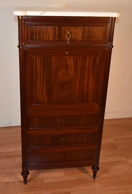 Cajonera de escritorio antigua francesa Luis XV caoba oscura secretaria años 1900 Foto 1 de 4