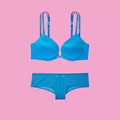 🆕Sujetador push-up Victoria's Secret Bombshell correa doble brillo, 34B, 36A nuevo con etiquetas XS, M Foto 1 de 4