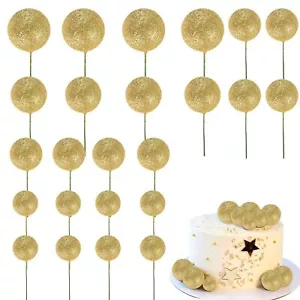 24 PCS Ball Cake Toppers Glitter Balls Cupcake Toppers Insert Foam Ball Shape... - Picture 1 of 7