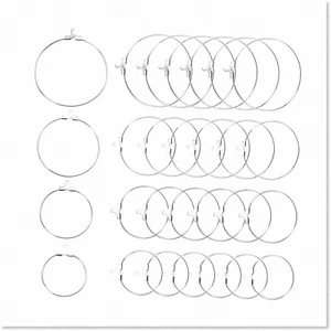 40pcs Premium Silver Beading Hoop Earring Finding Loop Set - 4 Sizes - Ideal for - Picture 1 of 7