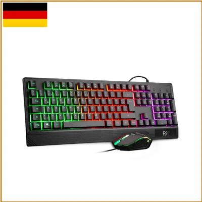 RGB Regenbogen-Beleuchtung | QWERTZ Layout | Wasserdicht Gaming Set - Bild 1 von 4
