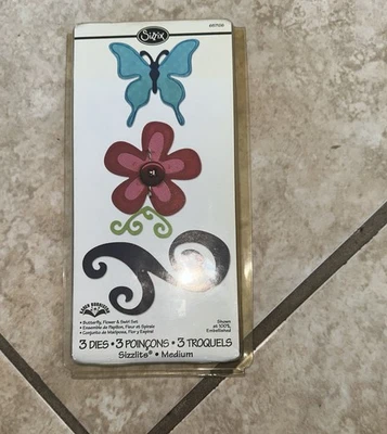 Butterfly Flower and Swirl Sizzix Sizzlits Die Set 657126 A Little - Image 1 of 3