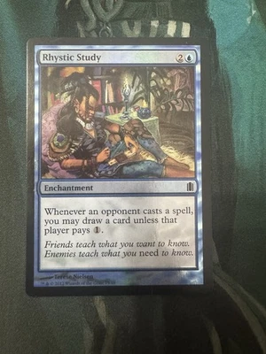 MTG Rhystic Study Commander's Arsenal Foil Very Light Play - Image 1 of 3