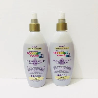 OGX Frizz Defying Coconut Miracle Oil Flexible Hold Hairspray Level 2 Hold Lot 2 - Image 1 of 4