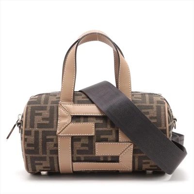 Bolso de mano Fendi ZUCCa de 2 vías de lona y cuero beige Foto 1 de 4