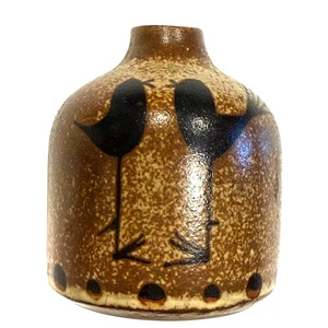 Otagiri Miniatur Unkraut Topf Knospe Vase Vogel Design braun Keramik Japan OMC Etikett - Bild 1 von 6