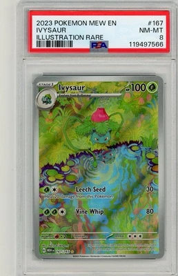 2023 Pokemon Scarlet & Violet 151 Illustration Rare Ivysaur #167 /165 PSA 8 NM - Image 1 of 2