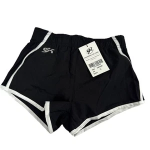 GK Elite Workout Performance Cheer Gym Shorts Lined Black Girls Size Large NWT - Picture 1 of 5
