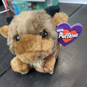 SWIBCO Vintage Puffkins BIFF Buffalo with Tag Brown Soft Round Beanie Ball Plush - Picture 1 of 1