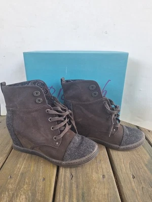 BLOWFISH 1728 Malibu Wedges Roll Down Bohemian Print Tweed Bootie Size 10 - Image 1 of 3