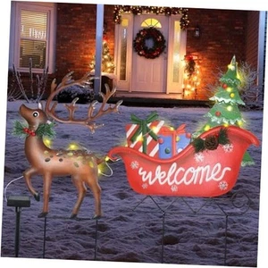 2 Pack Solar Christmas Decorations Outdoor Waterproof, Metal Reindeer Yard - Picture 1 of 8