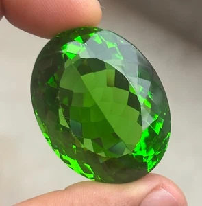 Natural 155CT Verde Peridoto Certificado Translúcido Corte Ovalado Holgado Gema - Picture 1 of 10