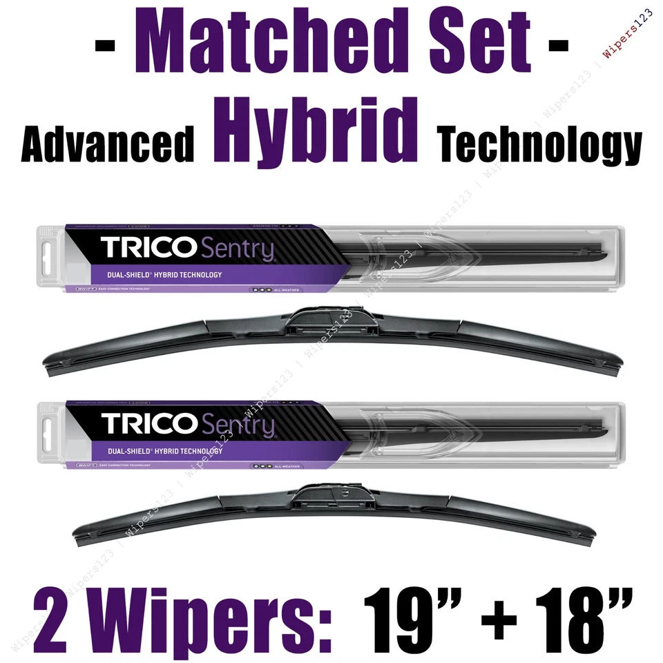 Matched Set of 2 Hybrid Wipers 19"+18" Trico Sentry Wiper Blades - 32-190 32-180 - Image 1 of 1