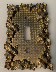 Vtg  Light Switch Plate Cover 75T Floral Gold 1967 American Tack Hardware Co #2 - Picture 1 of 4