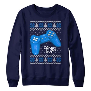 Gamer Boy Christmas Sweatshirt Funny Gaming Gift Idea For Men Women Kids Xmas... - Picture 1 of 12