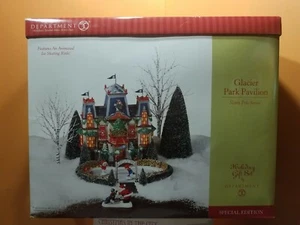 VIDEO! Dept 56 Glacier Park Pavilion Animated Ice Skate Pond Christmas Village - Picture 1 of 6