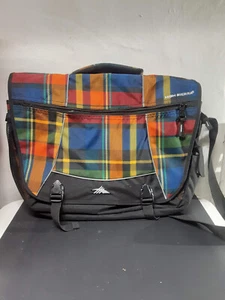 High Sierra Plaid Messenger Laptop Bag - Picture 1 of 10