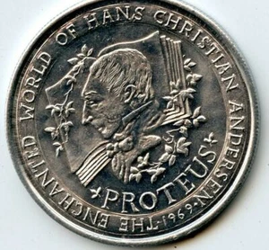 Mardi Gras Doubloon Krewe of Proteus 1998 aluminio - Imagen 1 de 2