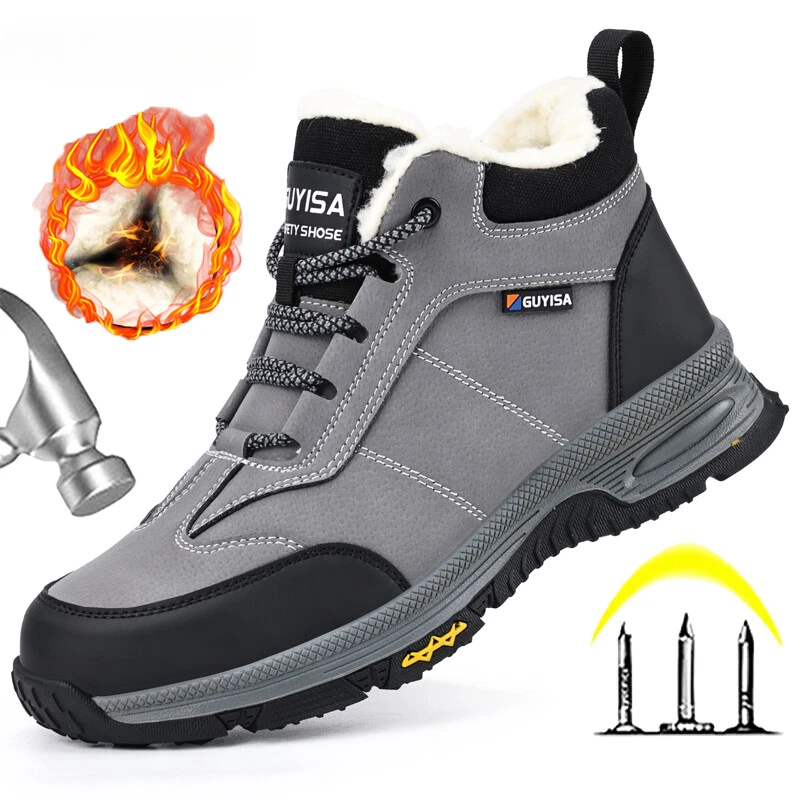 MARKENLOS Winter Herren Warm Arbeitsschuhe Sicherheitsschuhe Stahlkappe Sicherheitsstiefel