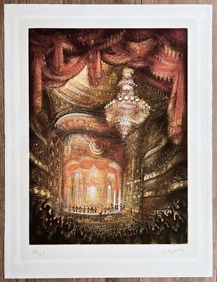 Gravure Originale Pierre Clayette Opéra de Paris Rideau Scène Signée 134/325 - Photo 1/4