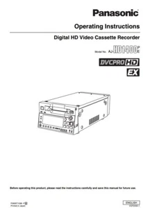Panasonic VCR Instructions AJ-HD1400E AJ-HD1400P * MANUAL ONLY * - Picture 1 of 1