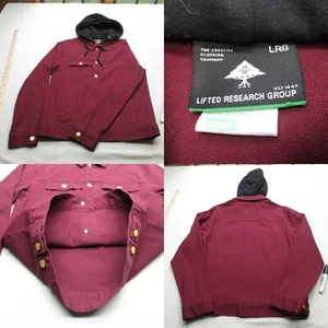 Lifted Research Group Denim Jacket Men Medium Purple Hood Pockets Trucker Button - Picture 1 of 14