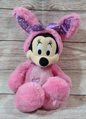 Disney Plush Minnie Mouse In Easter Bunny Costume Stuffed Animal Pink 2016 12" - Image 1 of 4