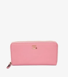 Chanel Geldbörse Rosa Ziegenleder Kleeblatt Reißverschluss - Bild 1 von 1