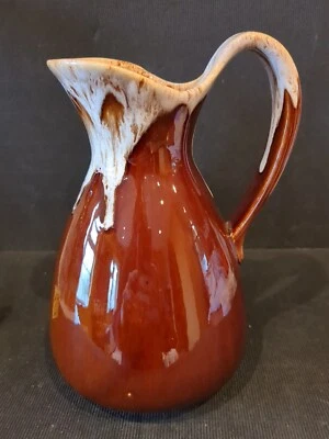 MEDIUM SIZE VINTAGE BROWN * KINGSTON POTTERY GLAZED LAVA DRIP JUG MADE IN HULL - Image 1 of 4