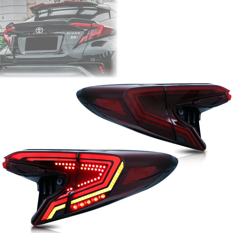 LED Tail Lights for Toyota C-HR CHR 2018-2022 Red Sequential Rear Lamps Assembly - Image 1 of 4