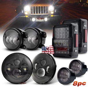 Kit combinado de 8 piezas de luz para faros antiniebla señal de giro con luz trasera PUNTO negro" Jeep JK 7 - Imagen 1 de 16