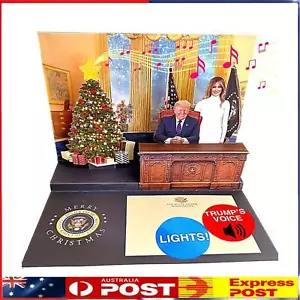 Talking Donald Trump Christmas Card with Lights Music & Trump's Voice Funny Gift - Picture 1 of 11