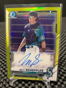 2021 Bowman Chrome Prospect Gold Refractor /50 Matt Scheffler RC SSP Auto - Picture 1 of 2