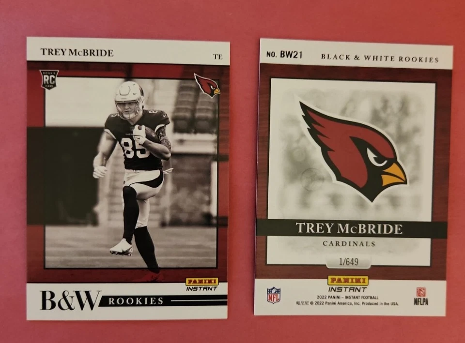 Trey McBride 2022 Panini Instant Rookie Black & White RC Cardinals #21 PR 649 - Image 1 of 1